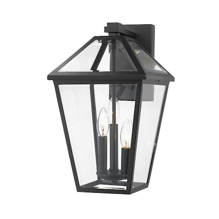 Z-Lite Talbot 3 Light Outdoor Wall Sconce, Black & Clear Beveled 579XL-BK